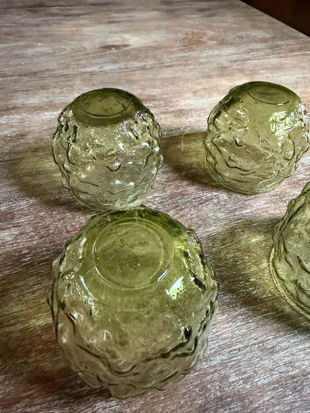 Set of 4 Anchor Hocking Milano Green Roly Poly Rocks Glasses - Picture 6 of 8